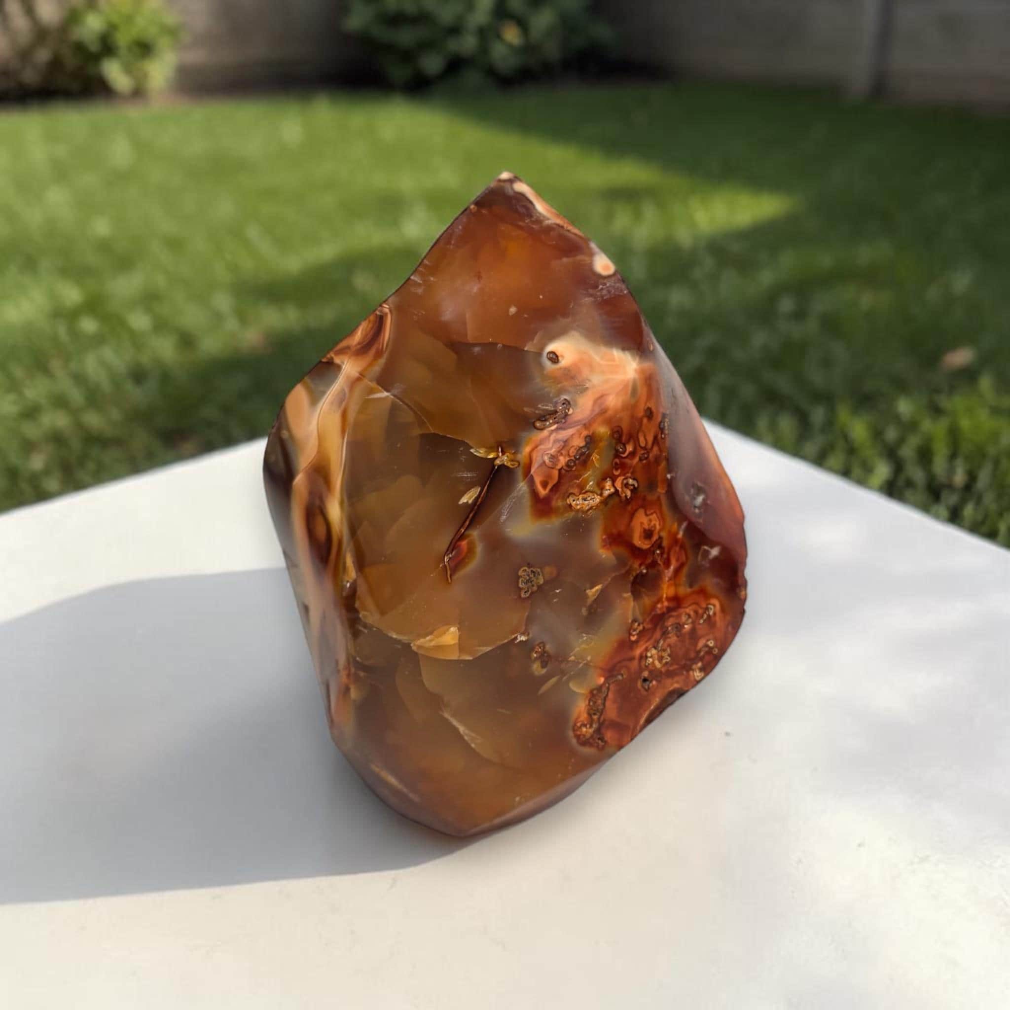 Carnelian Flame Polished Orange Agate Crystal Sacral Chakra Decor Meditation Stone