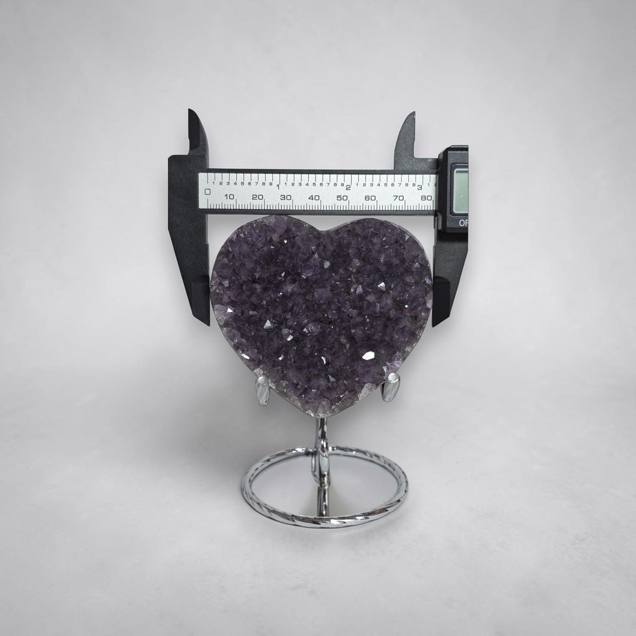 Amethyst Druzy Heart Crystal – Deep Purple Geode Carving, 3.2" Wide