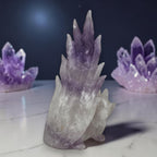 Amethyst nine-tailed fox carving back view showing tail detail