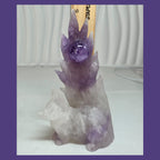 Amethyst nine-tailed fox carving size reference with ruler showing 6 inches