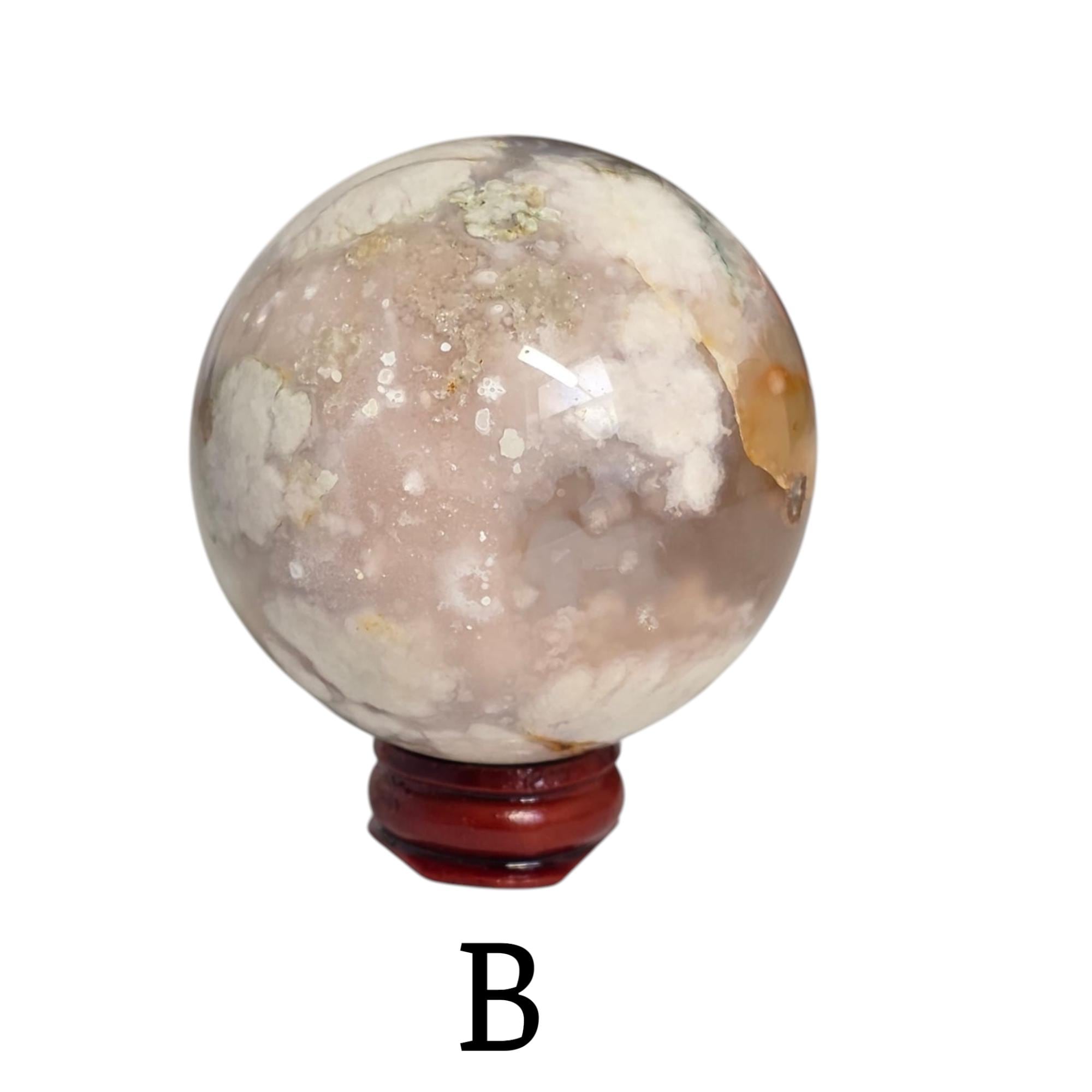 Flower Agate Sphere, Druzy Crystal Ball, Natural Gemstone Decor