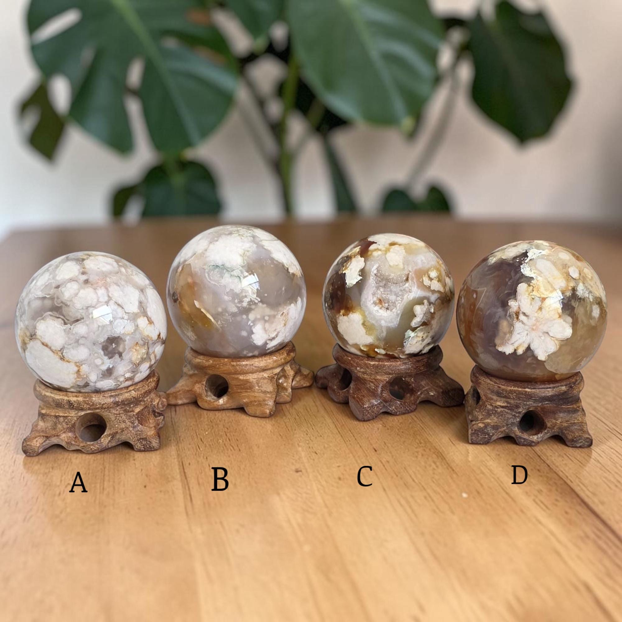 Flower Agate Sphere, Druzy Crystal Ball, Natural Gemstone Decor