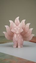 Rose Quartz 9 Tails Fox Carving