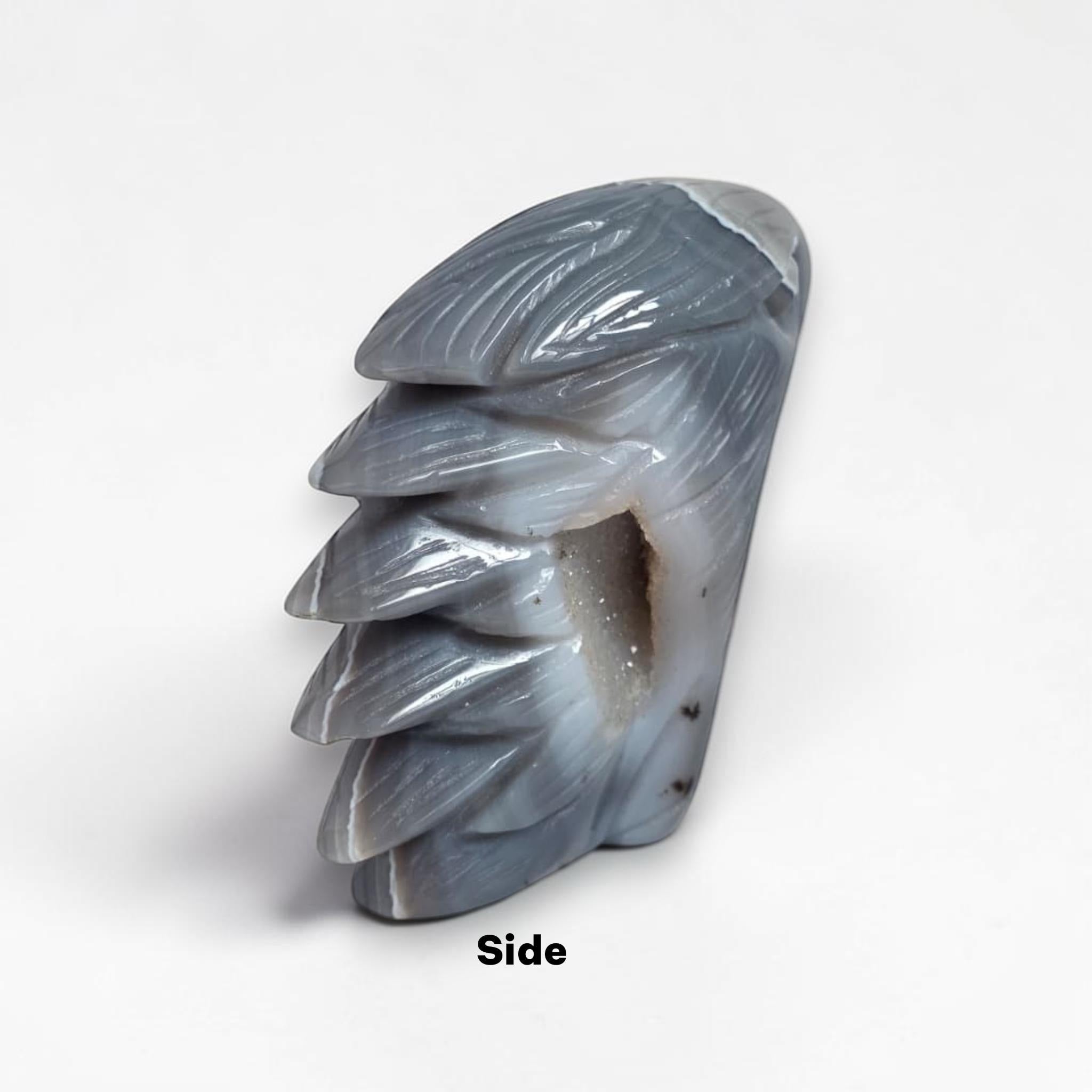 Agate Geode Hand Carved Eagle Head Crystal Sculpture