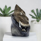 Volcano Agate Flame Druzy, One of a Kind Decor Piece, Grounding Stone Gift