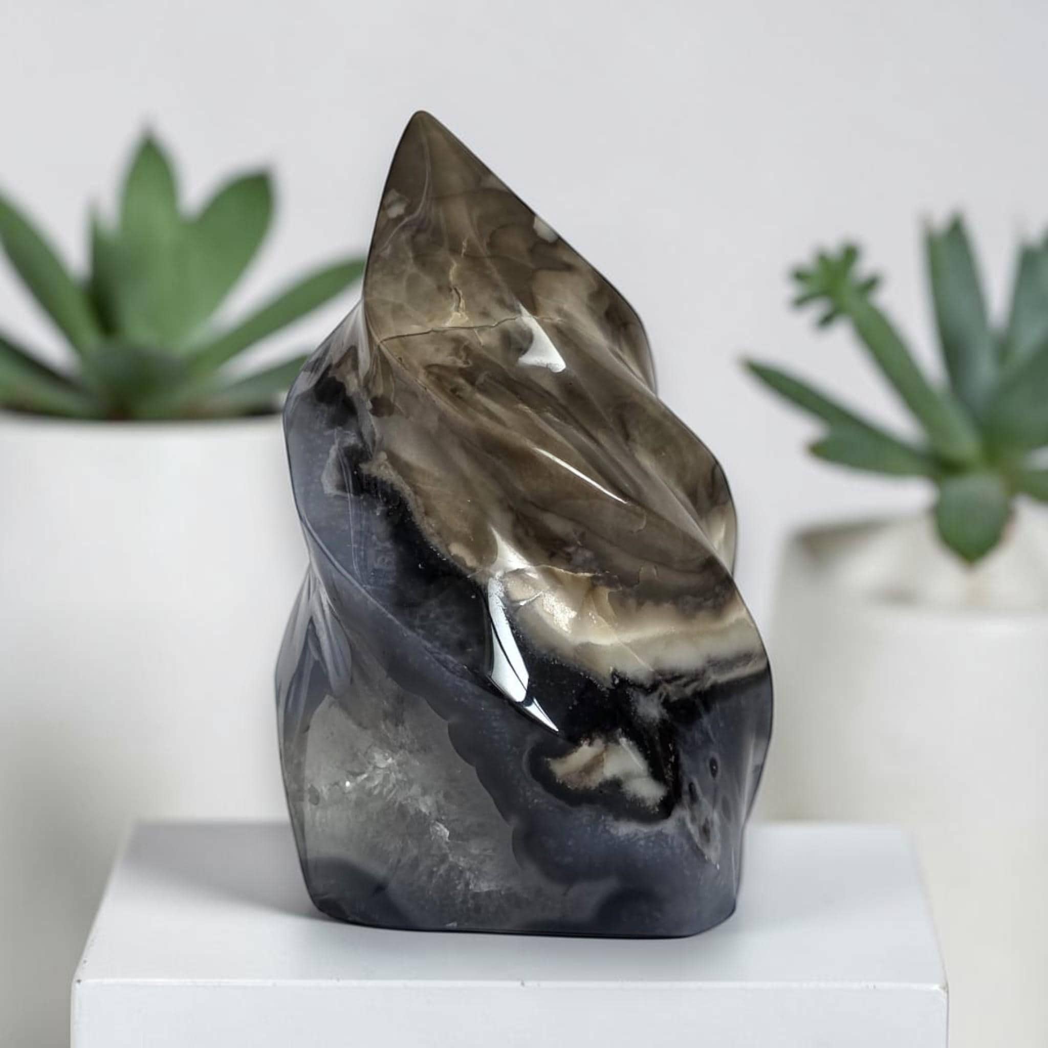 Volcano Agate Flame Druzy, One of a Kind Decor Piece, Grounding Stone Gift