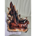 Banded Agate Nine Tails Fox XL held in hand showing size reference