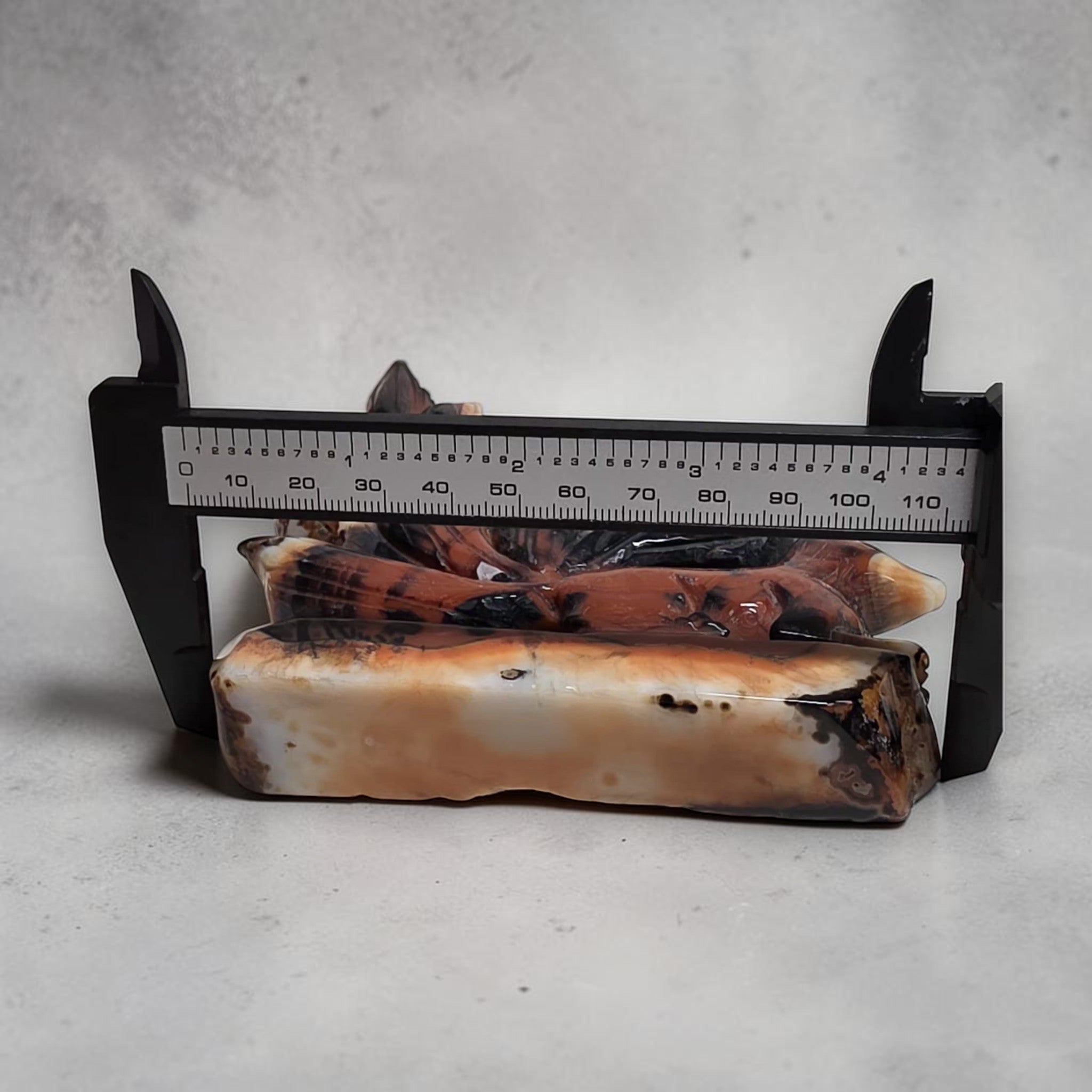 Banded Agate Nine Tails Fox XL width measurement approximately 6 inches