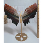 Agate butterfly height with stand shown beside an inch ruler