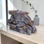 Blue Flower Agate Dragon Carving | One of a Kind Crystal Sculpture