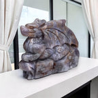 Blue Flower Agate Dragon Carving | One of a Kind Crystal Sculpture