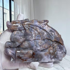 Blue Flower Agate Dragon Carving | One of a Kind Crystal Sculpture