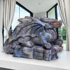 Blue Flower Agate Dragon Carving | One of a Kind Crystal Sculpture