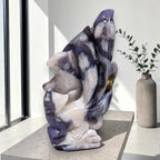 Blue Flower Agate Nine Tails Fox freeform - back view