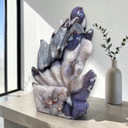 Blue Flower Agate Nine Tails Fox freeform - front right view