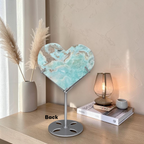 Blue hemimorphite heart back display stand lifestyle