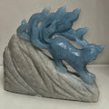Blue trolleite nine tailed fox crystal carving front view
