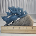 Blue trolleite nine tailed fox crystal carving size length reference