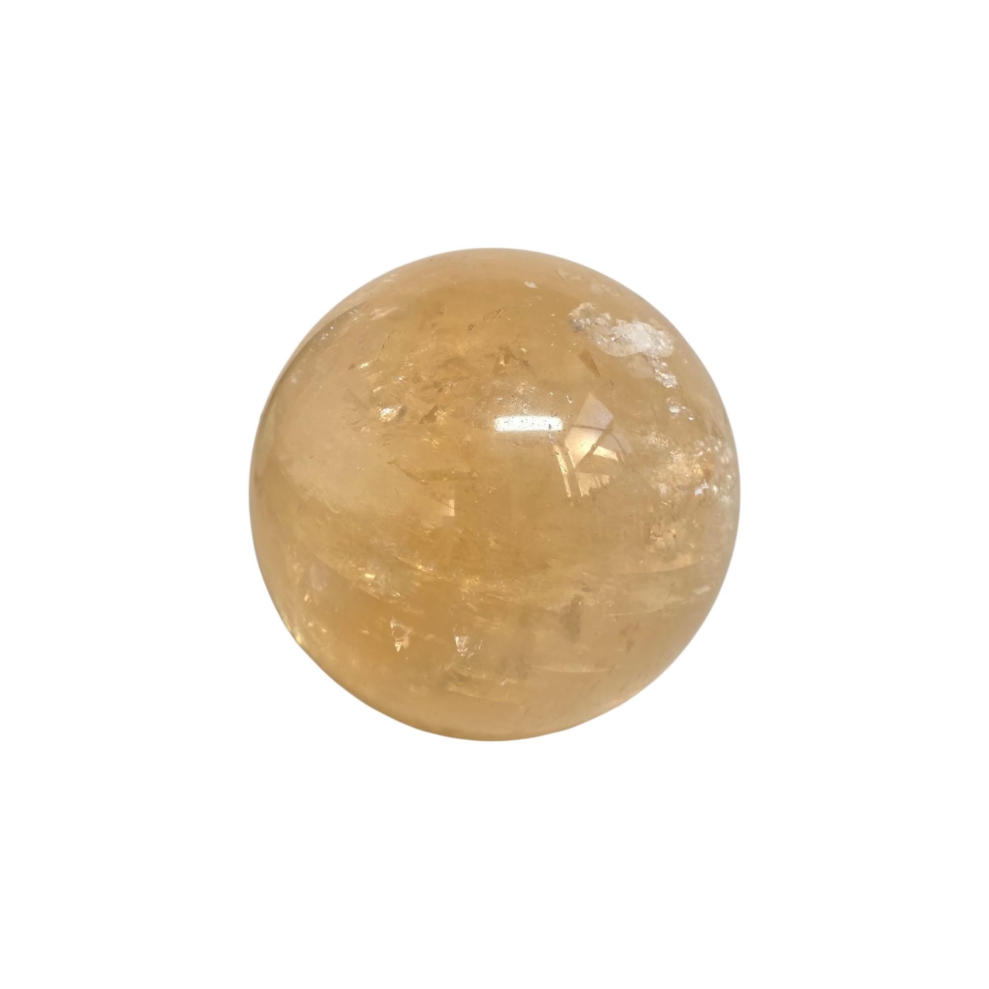 Citrine Sphere 72mm, Natural Citrine Quartz Orb, Yellow Crystal Ball, Prosperity Stone
