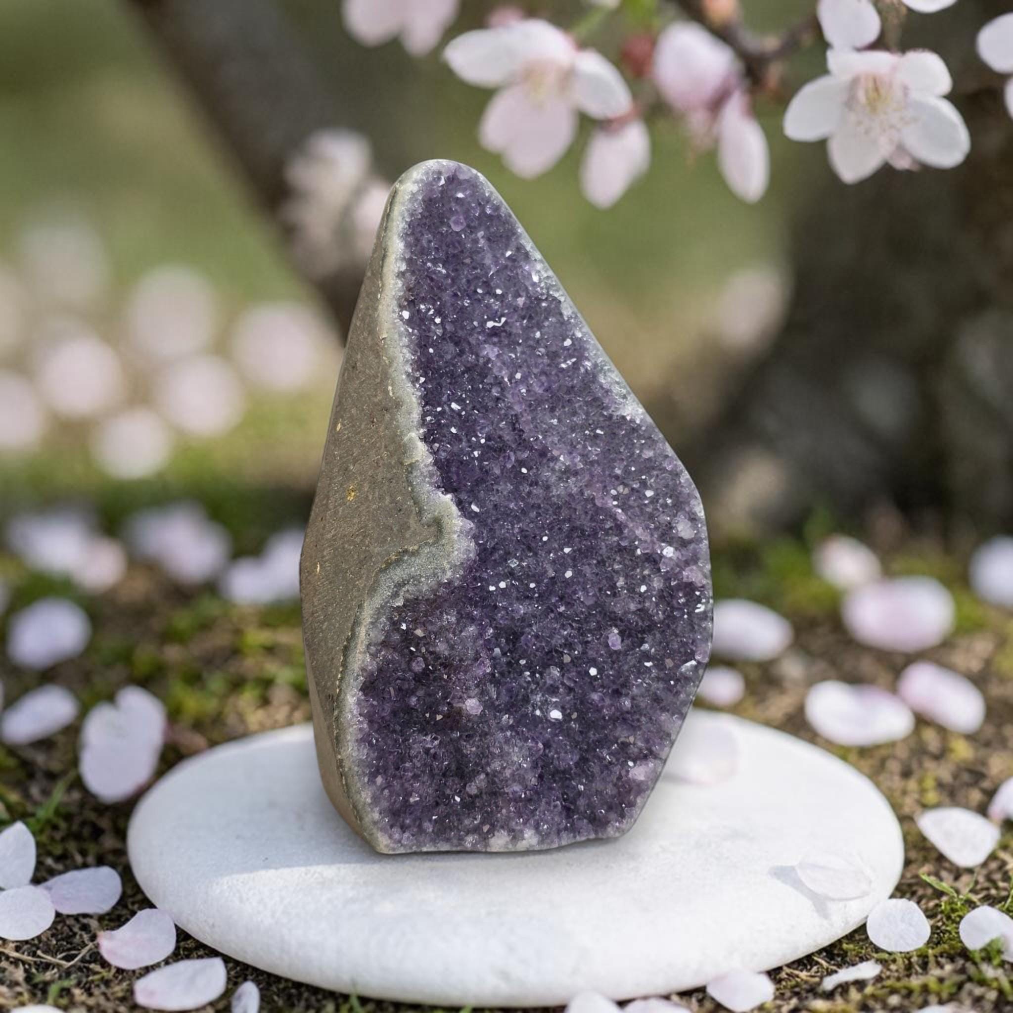 Amethyst Druzy Freeform, Purple Quartz Cluster, Healing Stone, Reiki Gift, Spiritual Home Accent