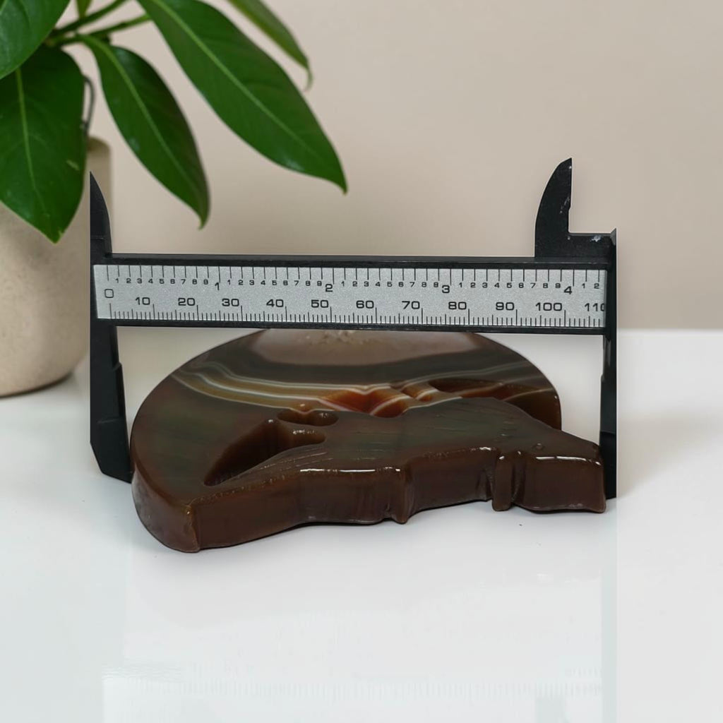 Carnelian Agate Wolf Moon Carving with Stand