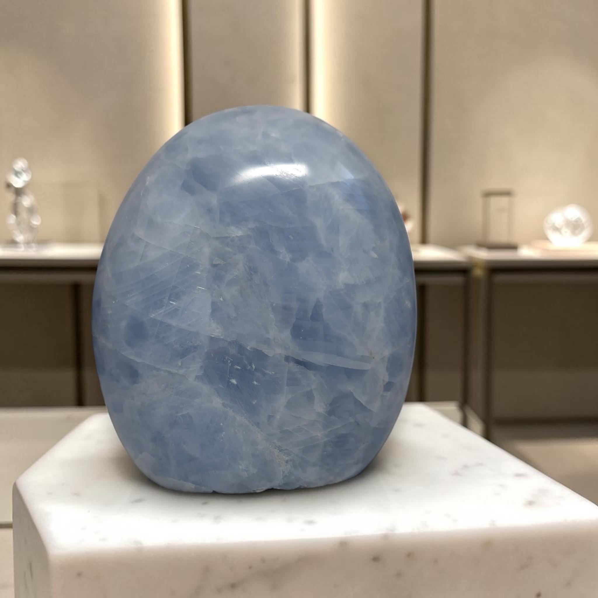 Blue Calcite Freeform, Ocean Gem Sculpture, Reiki Gift, Meditation Piece