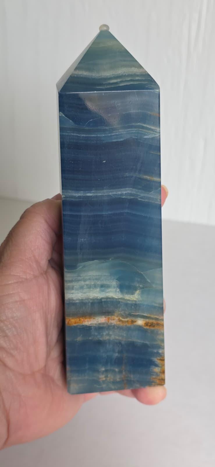 Blue Calcite Tower Crystal Point Blue Onyx Obelisk Healing Decor
