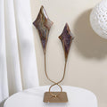 Chevron Amethyst Double Star Sculpture – Gold Stand Crystal Art 12"