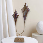 Chevron Amethyst Double Star Sculpture – Gold Stand Crystal Art 12"