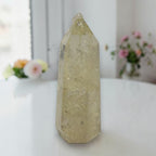 Citrine obelisk side view in natural light