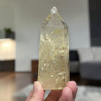 Citrine quartz tower closeup natural inclusions