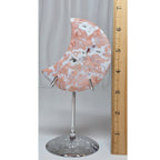 Cotton Candy Agate moon with stand beside ruler showing overall height
