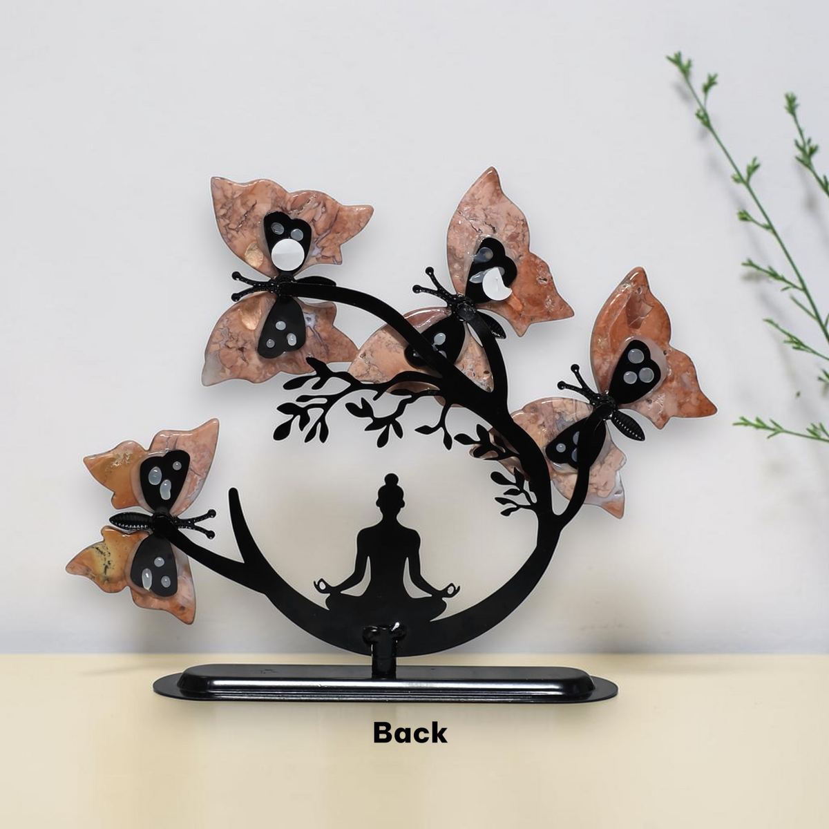 Back view of Cotton Candy Butterfly Tree and metal frame