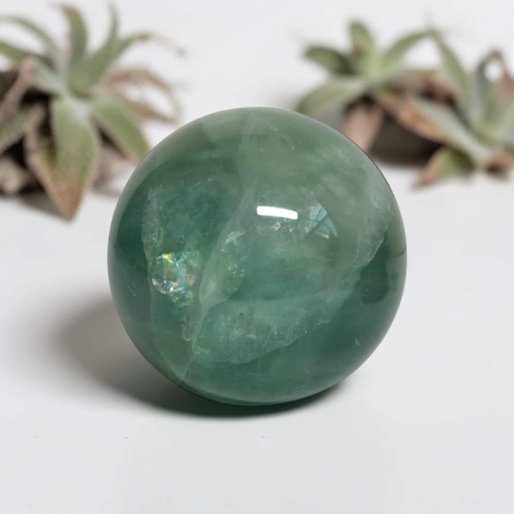 Green Fluorite Sphere 70mm, Natural Fluorite Quartz Orb, Banded Crystal Ball, Healing Stone