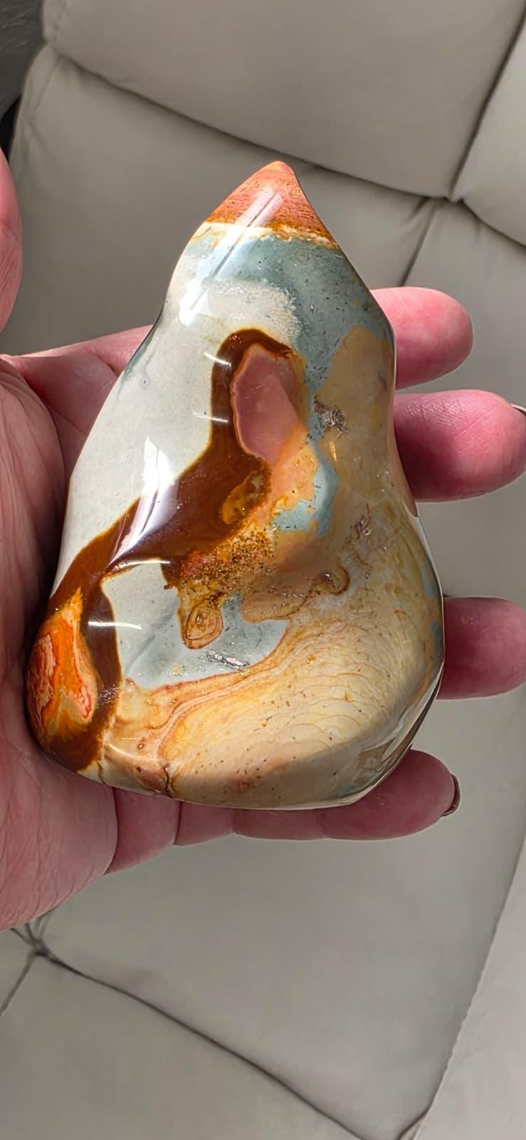 Ocean Jasper Flame Crystal – Healing Stone for Anxiety, Grounding Energy, Spiritual Gift
