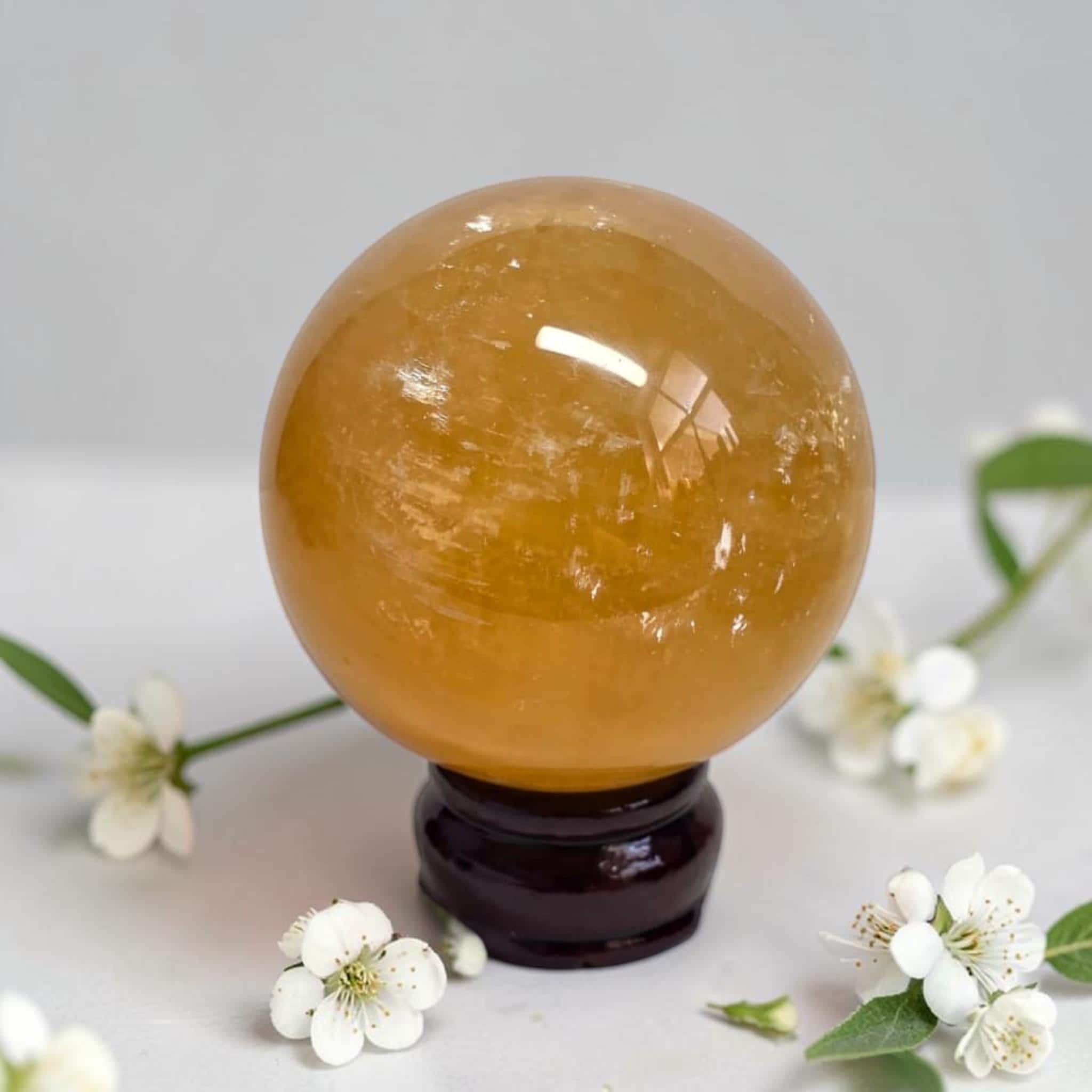 Golden Healer Sphere 80mm, Crystal Ball, Healing Stone, Reiki Gift, Yellow Quartz