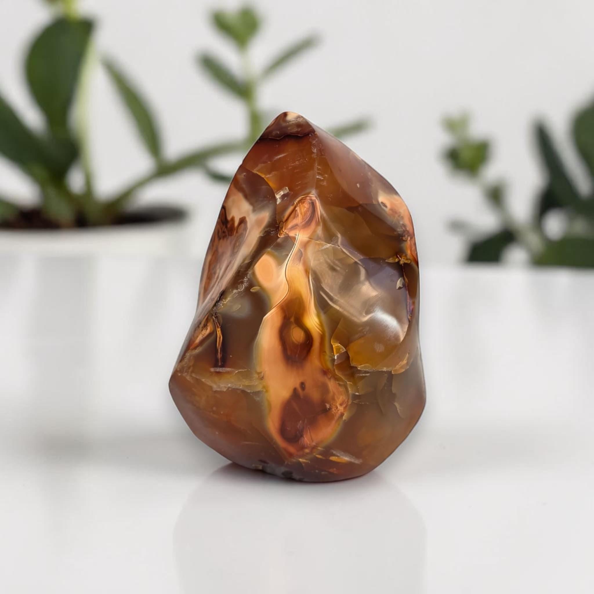 Carnelian Flame Polished Orange Agate Crystal Sacral Chakra Decor Meditation Stone
