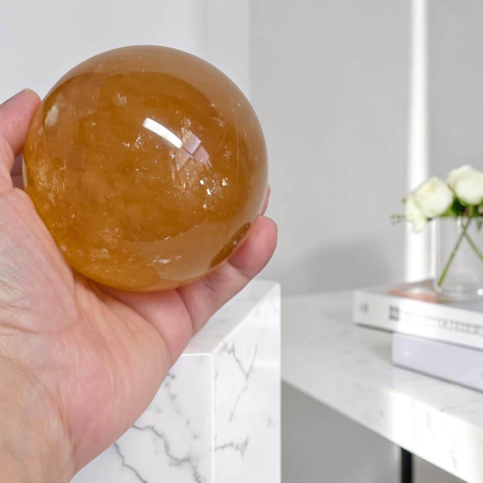 Golden Healer Sphere 80mm, Crystal Ball, Healing Stone, Reiki Gift, Yellow Quartz