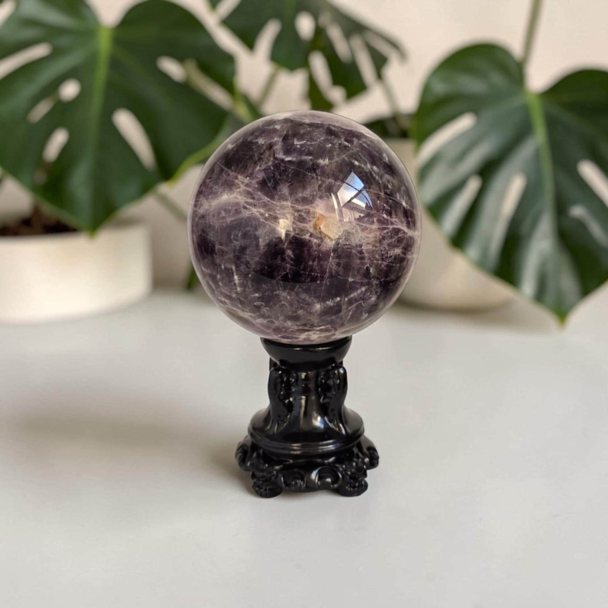Amethyst Druzy Sphere Large Chevron Amethyst Cave Ball 92mm Purple Quartz Decor