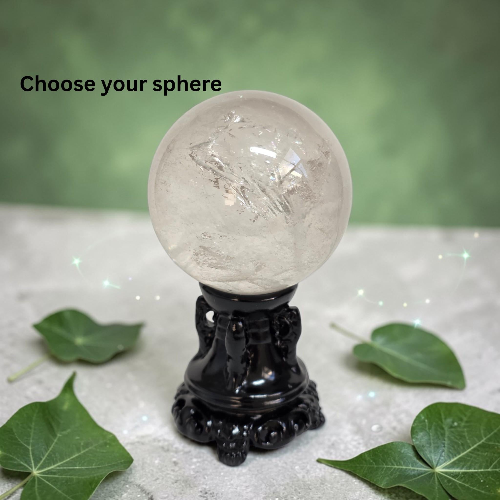 Clear Quartz Sphere – Polished Gemstone for Meditation, Spiritual Decor
