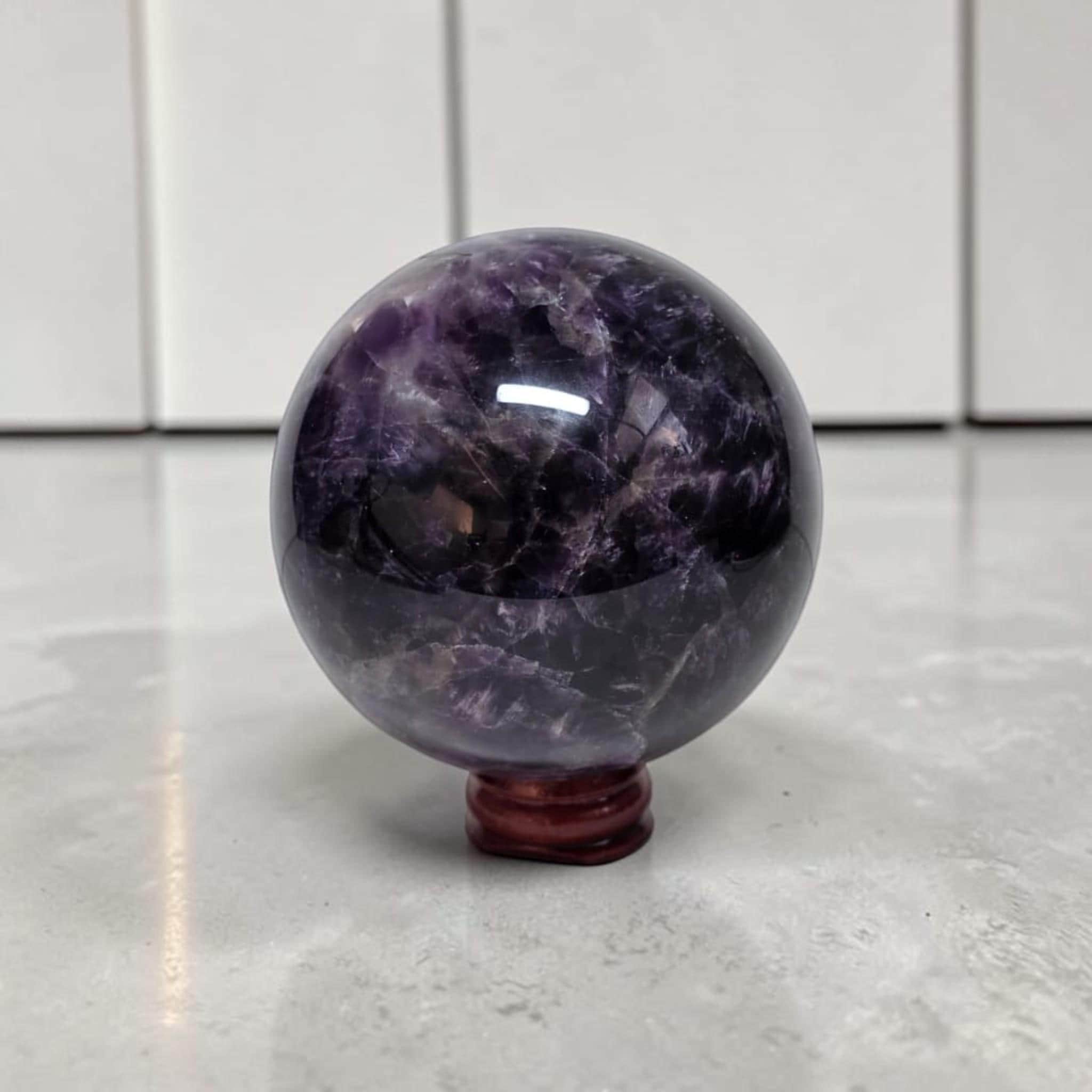 Chevron Amethyst Sphere 58mm, Dream Amethyst Druzy Crystal Ball