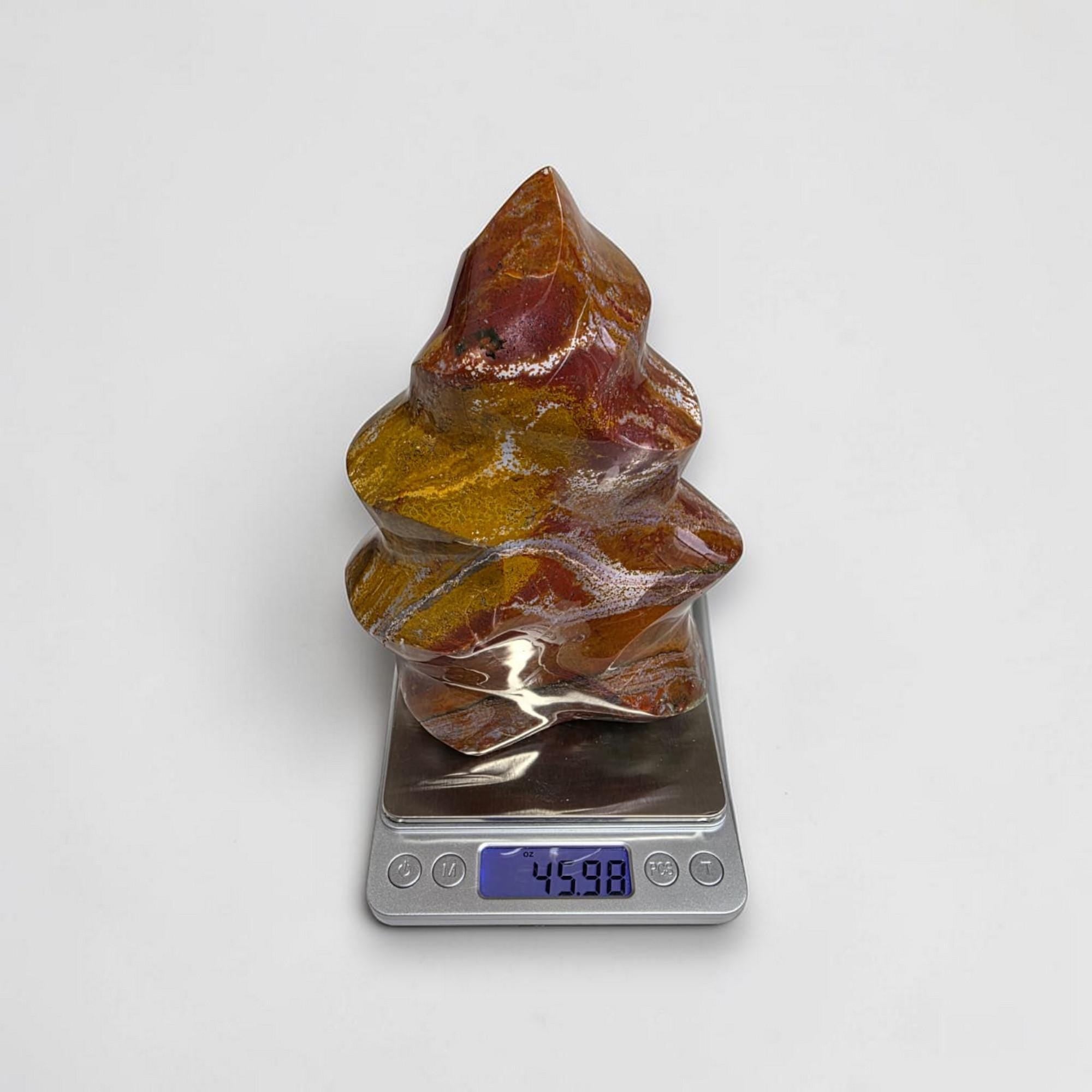 Ocean Jasper Flame Crystal, Large Polished Stone, Collector Display Decor