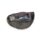 Purple druzy geode, freeform cut with clear quartz-like crack and dark outer matrix