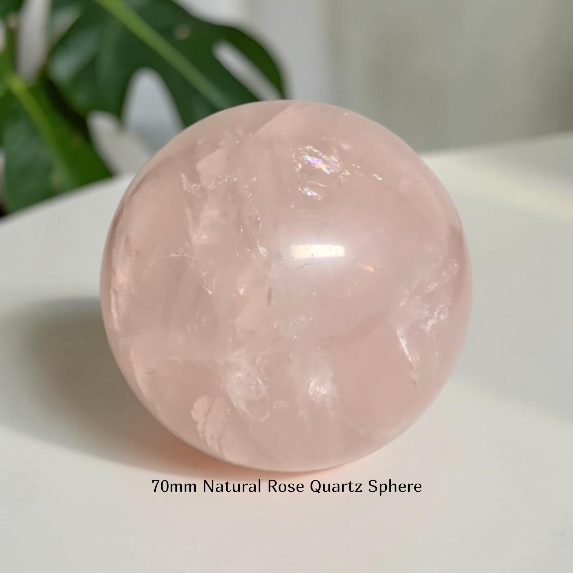 Rose Quartz Sphere 70mm – Natural Pink Crystal Orb Polished Stone Ball