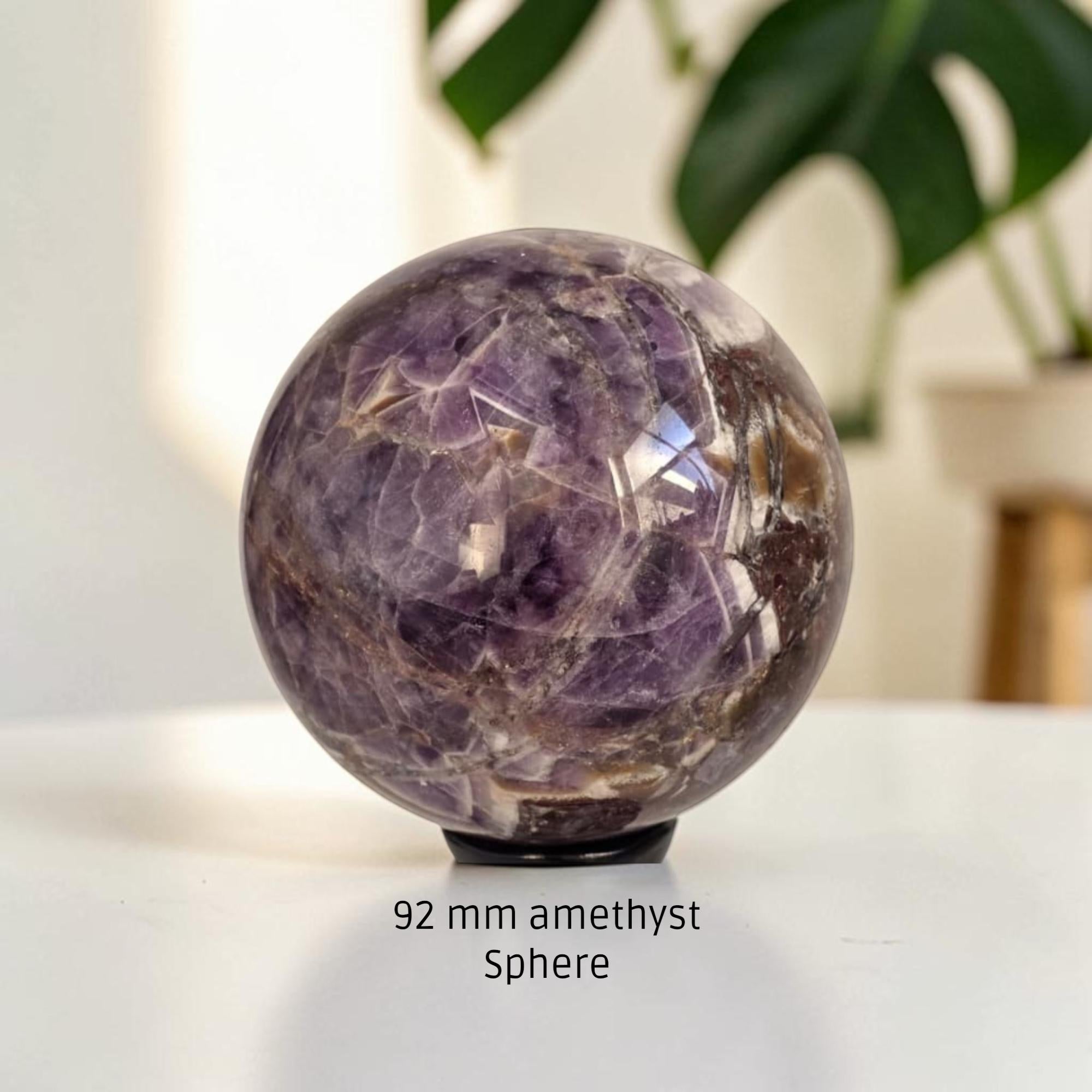 Large Chevron Amethyst Sphere – 92mm Galaxy Quartz Crystal Orb Ball