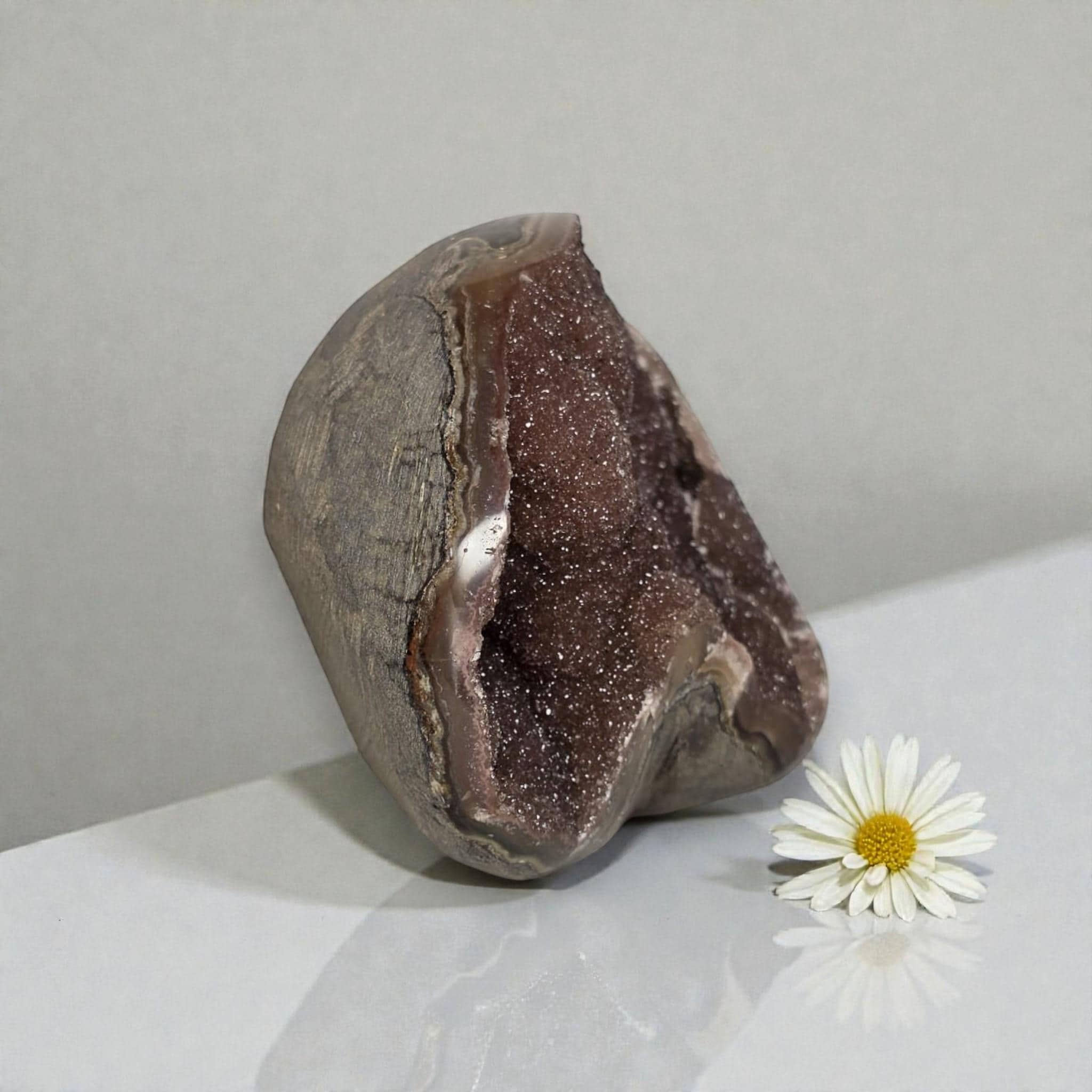Smoky Amethyst Druzy Freeform, Sparkling Crystal Decor, Natural Amethyst Quartz Sculpture, Collector Gift
