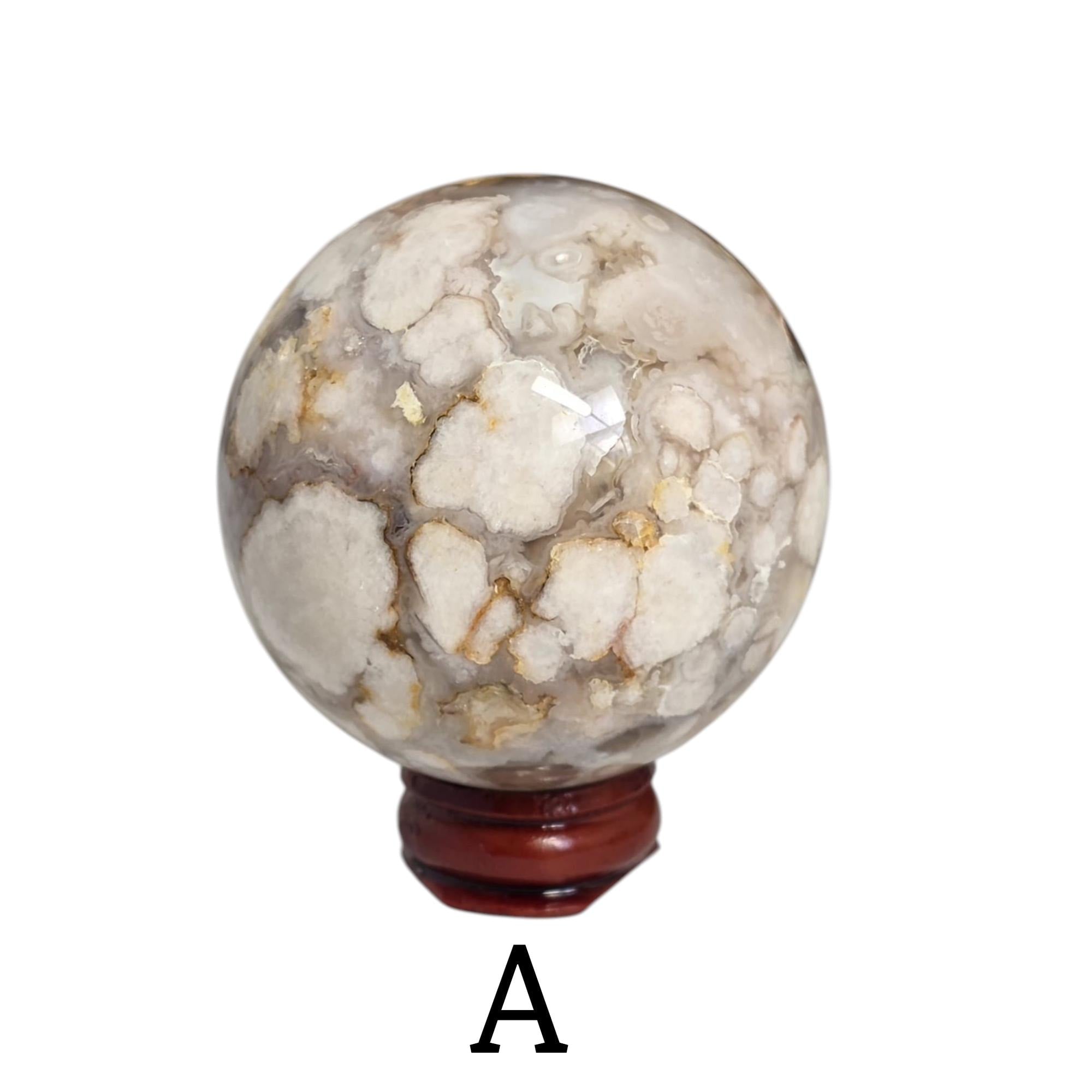 Flower Agate Sphere, Druzy Crystal Ball, Natural Gemstone Decor