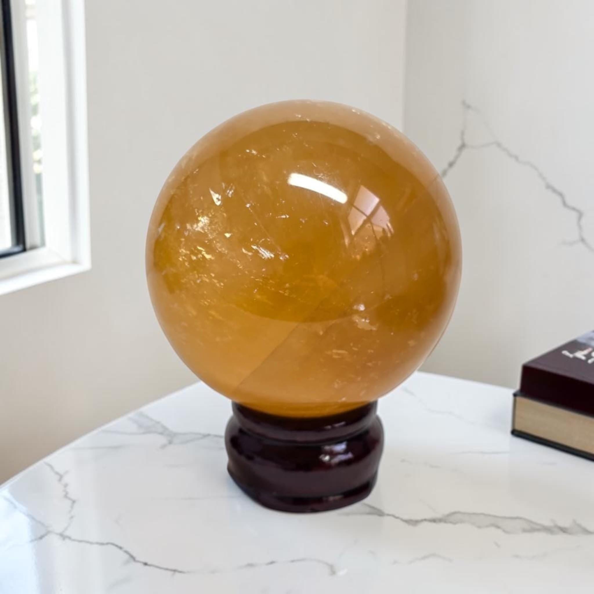 Golden Healer Sphere 80mm, Crystal Ball, Healing Stone, Reiki Gift, Yellow Quartz