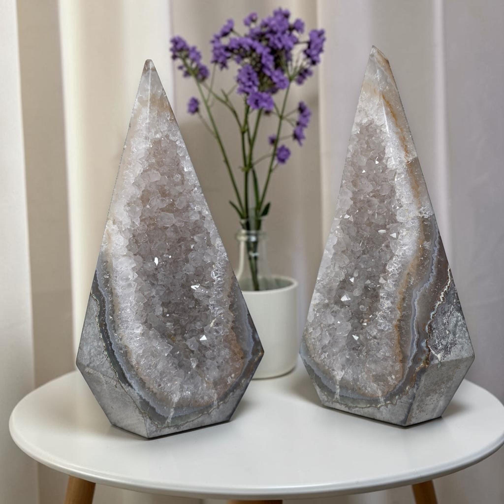 Large Agate Geode Tower, Quartz Point, Luxury Shelf Stone, One of a Kind Gift