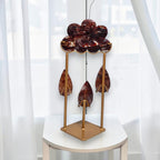 Fire quartz storm cloud sculpture on gold stand back display view